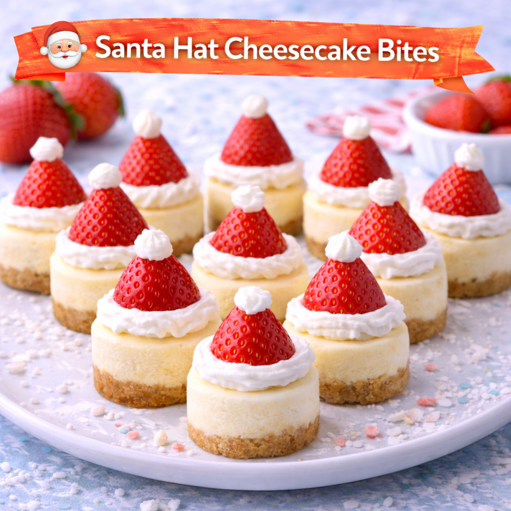 Santa Hat Cheesecake Bites