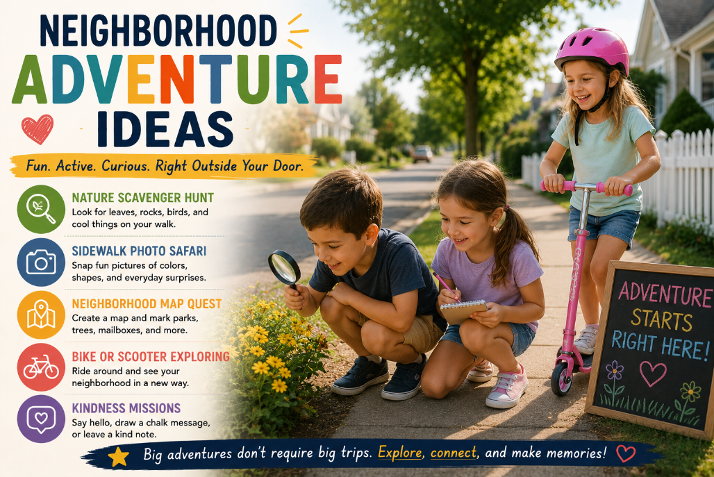 You are currently viewing <span style="color: red; font-weight: bold;">New! </span>Neighborhood Adventure Ideas