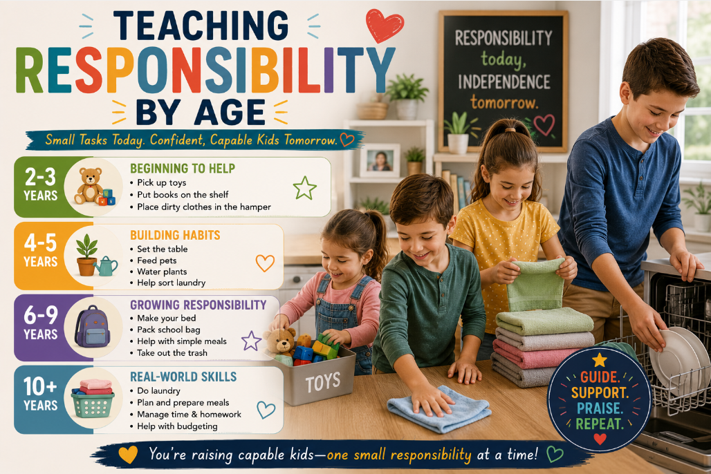 You are currently viewing <span style="color: red; font-weight: bold;">New! </span>Teaching Responsibility by Age